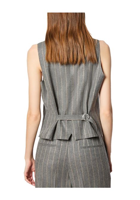 Gilet L.B.M 1911 donna 115153543 Grigio  fantasia gessata sottili righe in beige lurex cinturino L.B.M. 1911 | Gilet | 1151535431